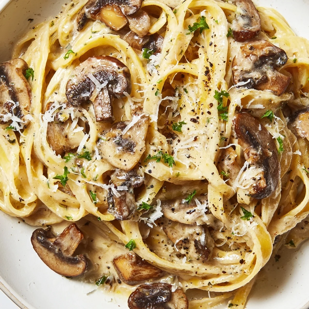 Golden caramelized mushrooms coat tender fettuccine in this Creamy Brown Butter Mushroom Pasta