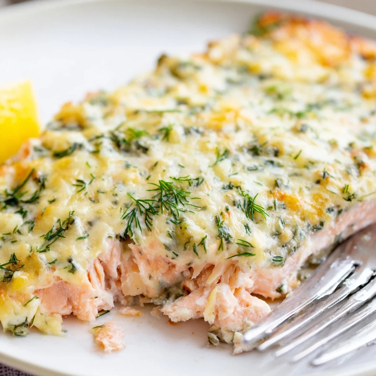 Creamy Boursin salmon topped with fresh chives and bright lemon zest