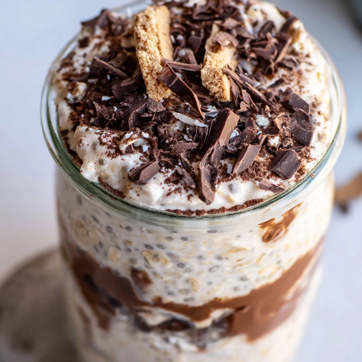 Luscious tiramisu overnight oats with a smooth mascarpone layer and espresso-soaked oat base