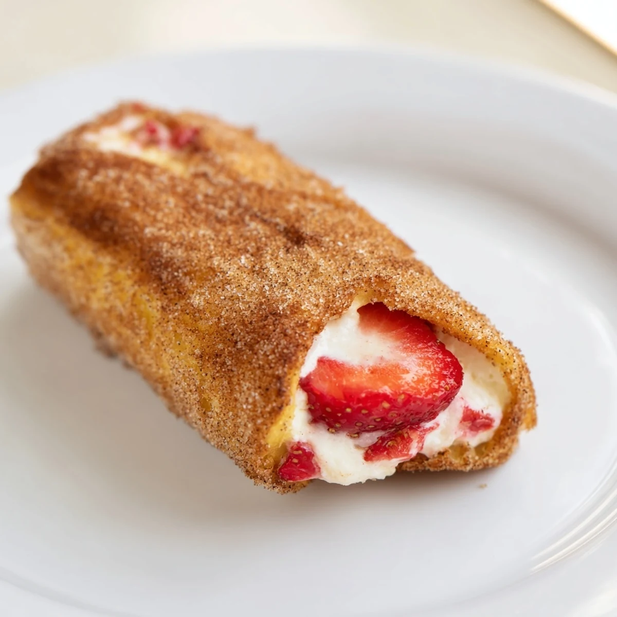 Soft bread rolls stuffed with creamy strawberry filling and toasted until crispy  