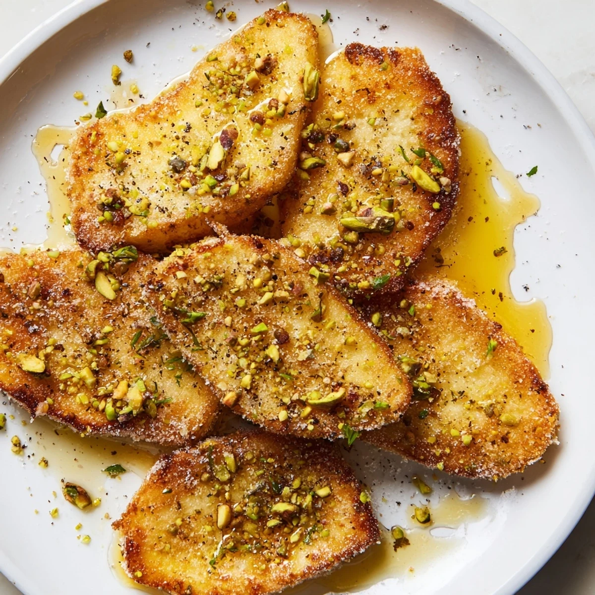Golden-fried Honey Halloumi drizzled with sweet honey and topped with fresh herbs.  