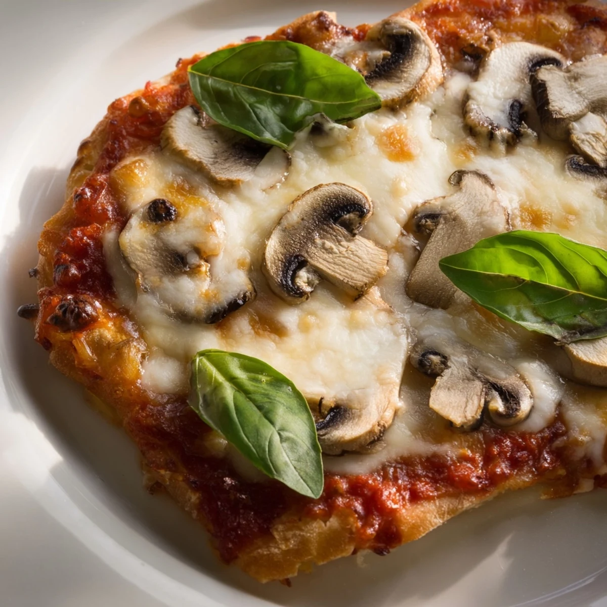 Golden homemade pizza with bubbling mozzarella and fresh basil on crispy crust  