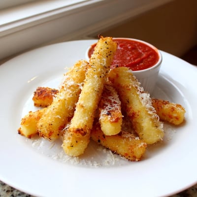 Crispy baked cottage cheese fries seasoned with smoked paprika served warm from the oven