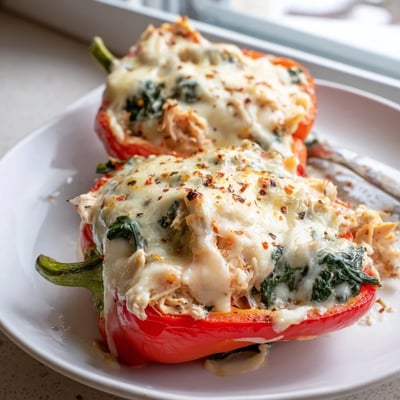Chicken Florentine Stuffed Peppers