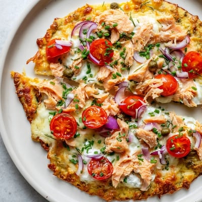 Salmon Tortilla Pizza